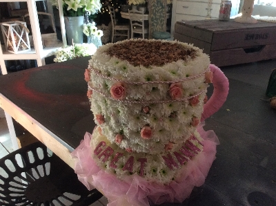 pink tea cup and saucer tribute