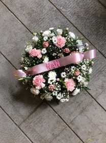 pink and white wreath