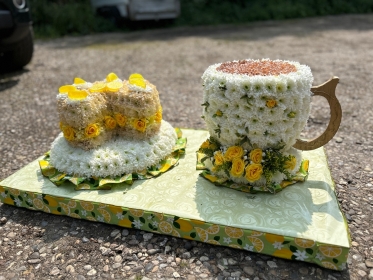 3D Lemon cake and cup of tea