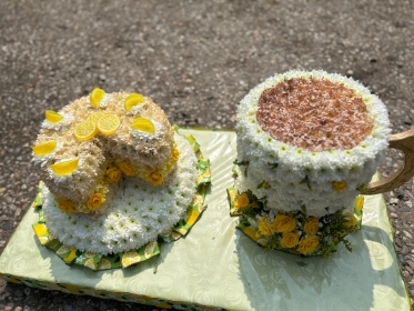 3D Lemon cake and cup of tea