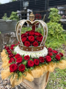 Royal Crown on Rose Pillow